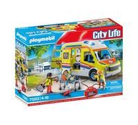 Playmobil 71202 Ambulance avec Effets Lumineux et sonore - City Life - Les Secours - avec Trois Personnages, Un Brancard à Roulette et des équipements de Secours - Ville & Métiers - Dès 4 Ans