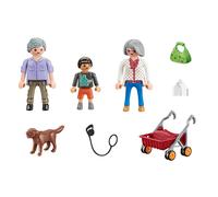 Playmobil Set 70990 – Grands-Parents avec Petit-Fils, 3 personnages, chien – City Life