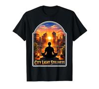 City Light Stillness et méditation T-Shirt Graphique avec Valeur, Homme, Noir, S
