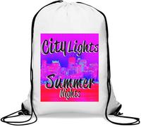 City Lights Summer Nights Sac de gym style hipster style années 80 Blanc, blanc, Taille unique