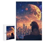 City Lion Moon Night Sky Puzzle 1000 Pièces Educa Jouet en Bois Cadeau Unique Décoration Intérieure Jeu Éducatif Challenge Toy Adultes Et Enfants À Partir De 14 Ans 1000 PCS