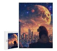 City Lion Moon Night Sky Puzzle 1000 Pièces Educa Jouet en Bois Cadeau Unique Décoration Intérieure Jeu Éducatif Challenge Toy Adultes Et Enfants À Partir De 14 Ans 500 PCS