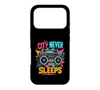 City Never Sleeps Retro Boombox Urban Music Lover Coque pour iPhone 17 Pro