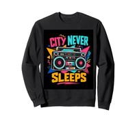 City Never Sleeps Retro Boombox Urban Music Lover Sweatshirt