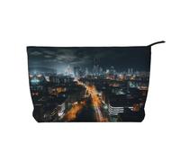 City Night View Trousse de maquillage en velours côtelé Grand format, Noir , Taille unique