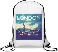 City of London Big Ben Photo Art Sac de gym décontracté avec cordon de serrage Blanc, blanc, Taille unique
