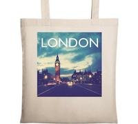 City of London Big Ben Photo Art Sac fourre-tout en coton écologique naturel Beige, beige, Taille unique