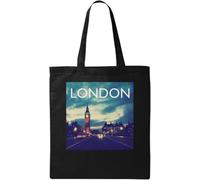 City of London Big Ben Photo Art Sac fourre-tout en coton écologique naturel Noir, Noir , Taille unique