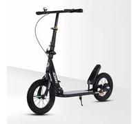 City Scooter Adult 150 kg Load Capacity 29 cm Big Wheel Scooter, Foldable with Handbrake and Brake, Children's from 6, Height Adjustable Kick Scooter (Black)