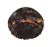 City Seattle Bonnet de douche imperméable double couche pour femme, chapeau de bain réutilisable avec bande élastique, garde les cheveux au sec pour la douche et les soins de la peau