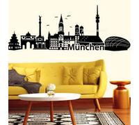 City Skyline Munich Wall Art Sticker Ville Silhouette Vinyle Sticker Mural Pour Chambre Salle De Bains Home Decor Munich Mural Posters114cm x 42cm