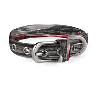 City Street Collier réglable pour chien et chat en acier inoxydable avec anneau en D en tissu Oxford et boucle en métal pour chien de petite et moyenne taille Rouge