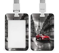 City Street - Porte-badge vertical rouge pour carte d'identité de voiture avec lanière détachable et robuste - Porte-badge étanche - Pour infirmière, officier, enseignant