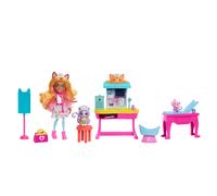 Enchantimals Coffret de Jeu Bêtes Citadine, Cabinet du Docteur Chat avec poupée, Figurine de Chat, Meubles et Accessoires, Jouet Enfant, Dès 3 Ans, HLH22