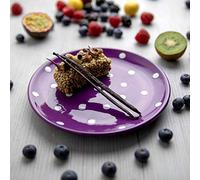 City to Cottage | Assiette à dessert | Violette à pois blancs en céramique faite et peinte à la main | 20cm