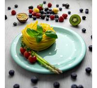 City to Cottage | Assiette plate | bleue turquoise à pois blancs en céramique faite et peinte à la main | 25,5cm