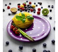 City to Cottage | Assiette plate | Violette à pois blancs en céramique faite et peinte à la main | 25,5cm