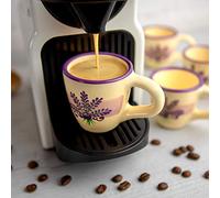 City to Cottage | Ensemble de 4 Tasses à Espresso | Beige à Motif Lavande en Céramique Faite et Peinte à la Main | 60ml