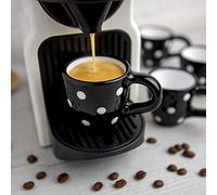 City to Cottage | Ensemble de 4 Tasses à Expresso | noire à pois blancs en céramique faite et peinte à la main | 60ml