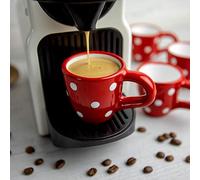 City to Cottage | Ensemble de 4 Tasses à Expresso | rouge à pois blancs en céramique faite et peinte à la main | 60ml