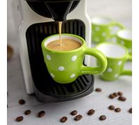 City to Cottage | Ensemble de 4 Tasses à Expresso | verte pomme à pois blancs en céramique faite et peinte à la main | 60ml