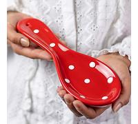 City to Cottage Repose-cuillère en céramique fabriqué à la main - Support de cuillère en céramique de comptoir de cuisine pour ustensiles et outils de cuisine - Repose-cuillère à pois rouges pour