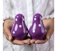 City to Cottage | Set à condiments Salière et Poivrière | violet à pois blancs en céramique fait et peint à la main