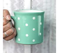City to Cottage | Tasse Mug à café, à thé, chocolat chaud | bleue turquoise à pois blancs en céramique avec anse faite et peinte à la main | Très grande 500ml