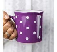 City to Cottage Tasse Mug à café, à thé, chocolat chaud, Violette à pois blancs en céramique faite et peinte à la main céramique avec anse faite et peinte à la main, Très grande 500ml