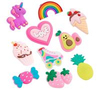 CityComfort Accessoires Bijoux de Chaussures - Lot de 10 Pins pour Sabot de Jardin Enfant - Charms Breloque pour Sandales Fille (Rose/Multi)