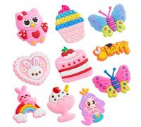 CityComfort Accessoires Bijoux de Chaussures - Lot de 10 Pins pour Sabot de Jardin Enfant - Charms Breloque pour Sandales Fille (Rose)