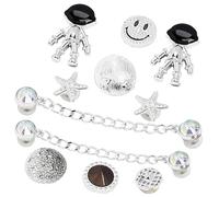 CityComfort Accessoires et Bijoux de Chaussures Femme - Charms Mixtes pour Sabot (Argent/Noir)