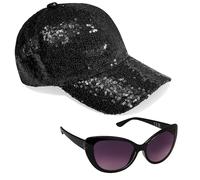 CityComfort Casquette Enfant Fille - Ensemble Casquette de Baseball et Lunettes de Soleil Enfant Fille, Taille Unique (Noir)