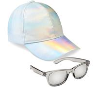 CityComfort Casquette Enfant Fille - Ensemble Casquette de Baseball et Lunettes de Soleil Enfant Fille, Taille Unique (Argenté)