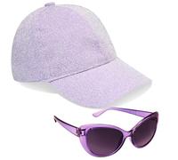 CityComfort Casquette Enfant Fille - Ensemble Casquette de Baseball et Lunettes de Soleil Enfant Fille, Taille Unique (Violet Paillettes)