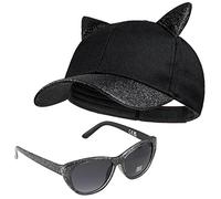CityComfort Casquette Enfant Fille, Ensemble Casquette et Lunettes de Soleil Enfant, Casquette Fantaisie Visière à Paillettes (Noir)