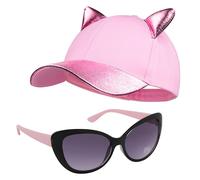 CityComfort Casquette Enfant Fille, Ensemble Casquette et Lunettes de Soleil Enfant, Casquette Fantaisie Visière à Paillettes (Rose)