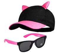 CityComfort Casquette Enfant Fille, Ensemble Casquette et Lunettes de Soleil Enfant, Casquette Fantaisie Visière à Paillettes (Rose Fluo)