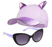 CityComfort Casquette Enfant Fille, Ensemble Casquette et Lunettes de Soleil Enfant, Casquette Fantaisie Visière à Paillettes (Mauve)