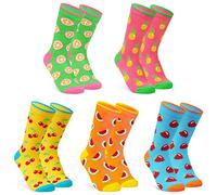 CityComfort Chaussette Femme, Veau Longueur Colorée Chaussettes Drole, Paquet 5 (Multi Arc en Ciel)