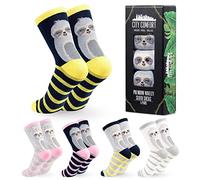 CityComfort Chaussette Femme, Veau Longueur Colorée Chaussettes Drole, Paquet 5 (Multi Paresseux)