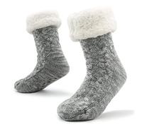 CityComfort Chaussette Homme - Grosse Chaussette Épaisse Antidérapante Doublure Polaire (Gris Clair)