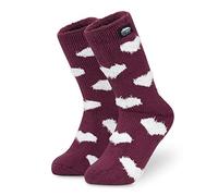 CityComfort Chaussettes Antidérapantes Femme Hiver Chaussettes Chaudes Femme Ado Épaisse et Moelleuse Idée Cadeau pour Elle (Bordeaux)