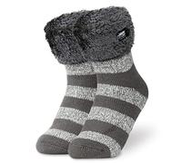 CityComfort Chaussettes Antidérapantes Femme Hiver Chaussettes Chaudes Femme Ado Épaisse et Moelleuse Idée Cadeau pour Elle (Gris Foncé Marl)