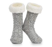 CityComfort Chaussettes Antidérapantes Femme Hiver Chaussettes Chaussons Femme et Ado Épaisse et Moelleuse Idée Cadeau pour Elle (Ton Gris)