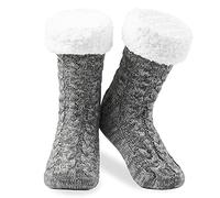 CityComfort Chaussettes Antidérapantes Femme Hiver Chaussettes Chaussons Femme et Ado Épaisse et Moelleuse Idée Cadeau pour Elle (Gris Chiné)