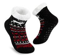CityComfort Chaussettes Antidérapantes Femme Hiver Chaussettes Chaussons Femme et Ado Épaisse et Moelleuse Idée Cadeau pour Elle (Noir)