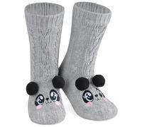 CityComfort Chaussettes Chaussettes Antidérapantes Femme Hiver, Chaussons Chaussettes Femme Animaux Fantaisie, Cadeau Cocooning Femme Taille Unique 37-41 (Gris Panda)