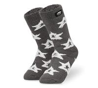 CityComfort Chaussettes Femme Antidérapantes - Chausson Chaussette Femme Fantaisie (Blanc étoile)