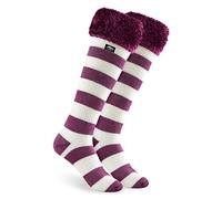 CityComfort Chaussettes Femme Hiver - Chausson Chaussette Fantaisie Montant (Bordeaux/Blanc)